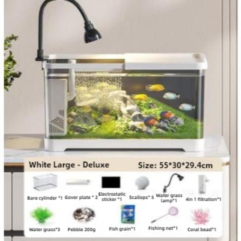 360° HD Aquarium Fish Tank Household Landscape Design Lazy Fish Tank Set Desktop Fish Aquarium Filter