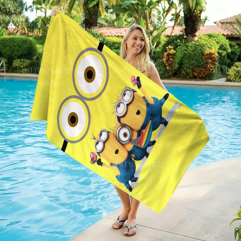 Minions Cartoon Microfiber Beach Towel Quick Dry Absorbent Towel for Pool Beach Surfing Camping Yoga