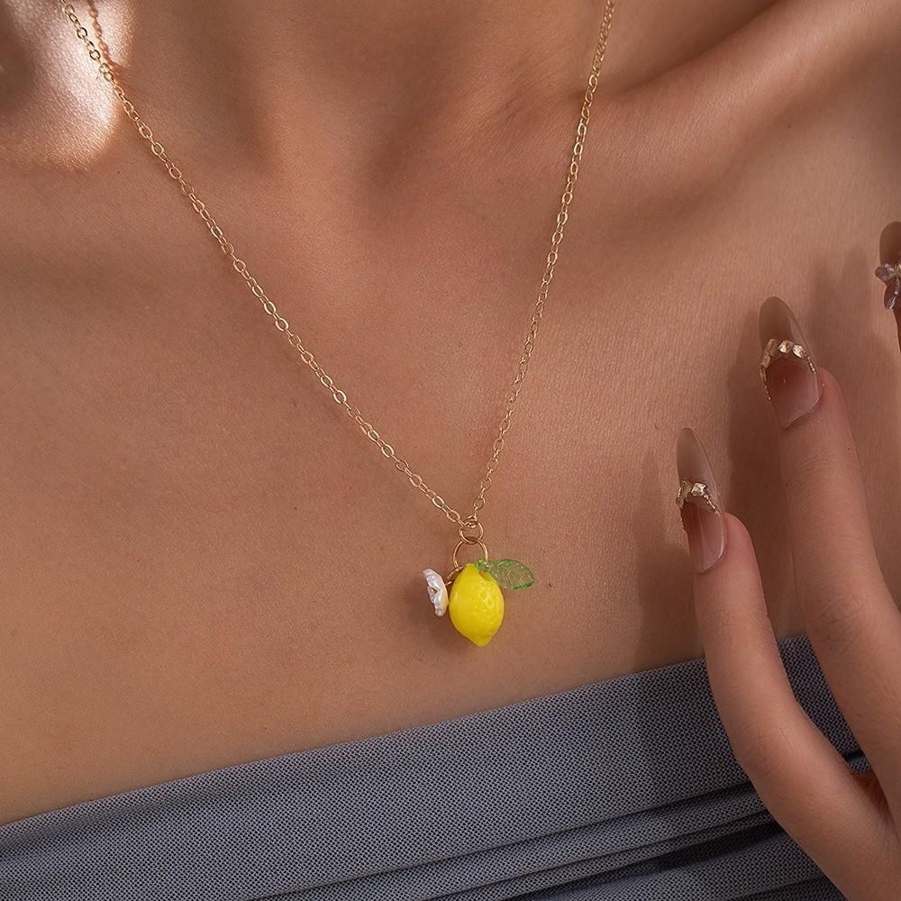 Acrylic Lemon Shaped Necklace Sweet Fruit Hooks Earring New Dangle Earrings  Party