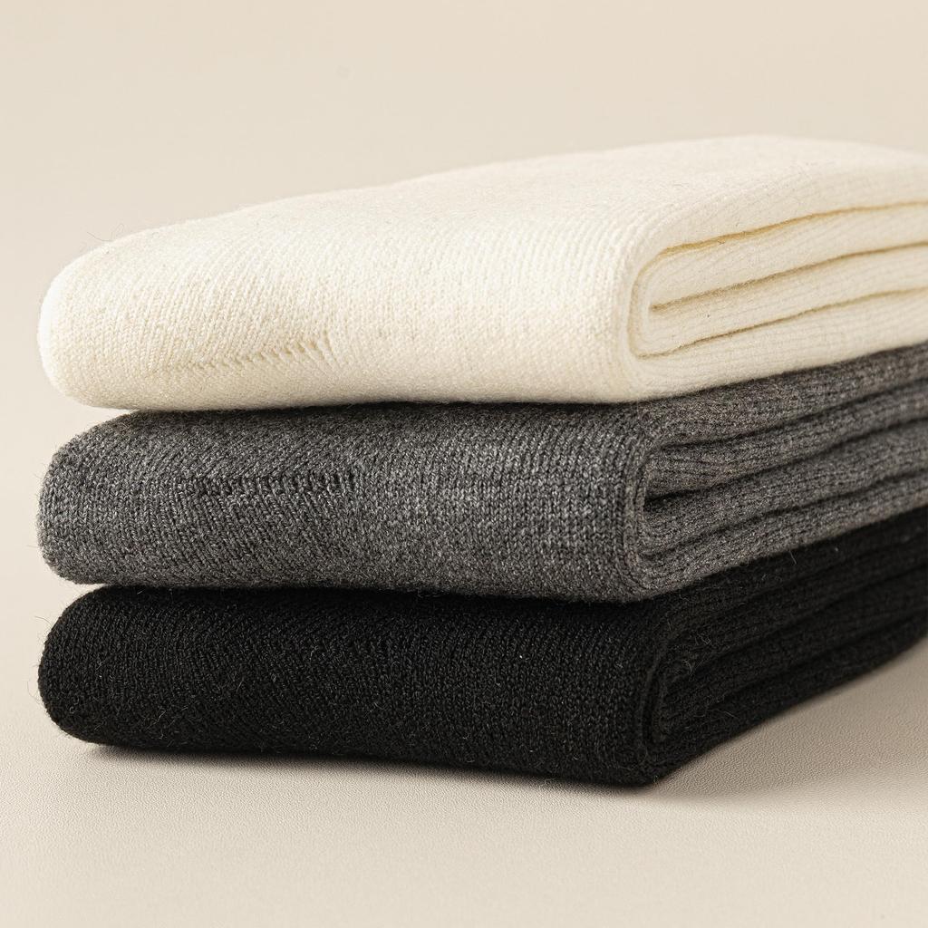 Miraculous Wool Knee Warm Winter Calf Room Sizes Set Number [TsujiYa] Men's Socks Thick, Socks, Fluffy, Warm, Socks, Fleece-Lined, 25-27cm, 3-Pair