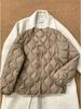 Autumn and winter new wavy quilted cotton clothes women's short stand-up collar light and warm beige liner jacket