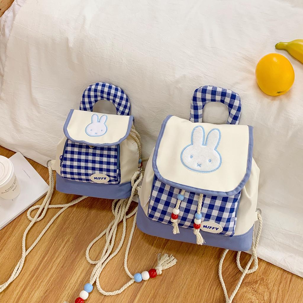 Miffy Cartoon Bunny Mini Backpack For Girls With Nylon Material And Inside Pocket For School Use