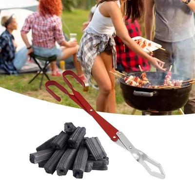 BBQ Charcoal Tongs Long Handle Aluminum Coal Clip Kitchen Grill Tongs Heat Resistant Barbecue Tool