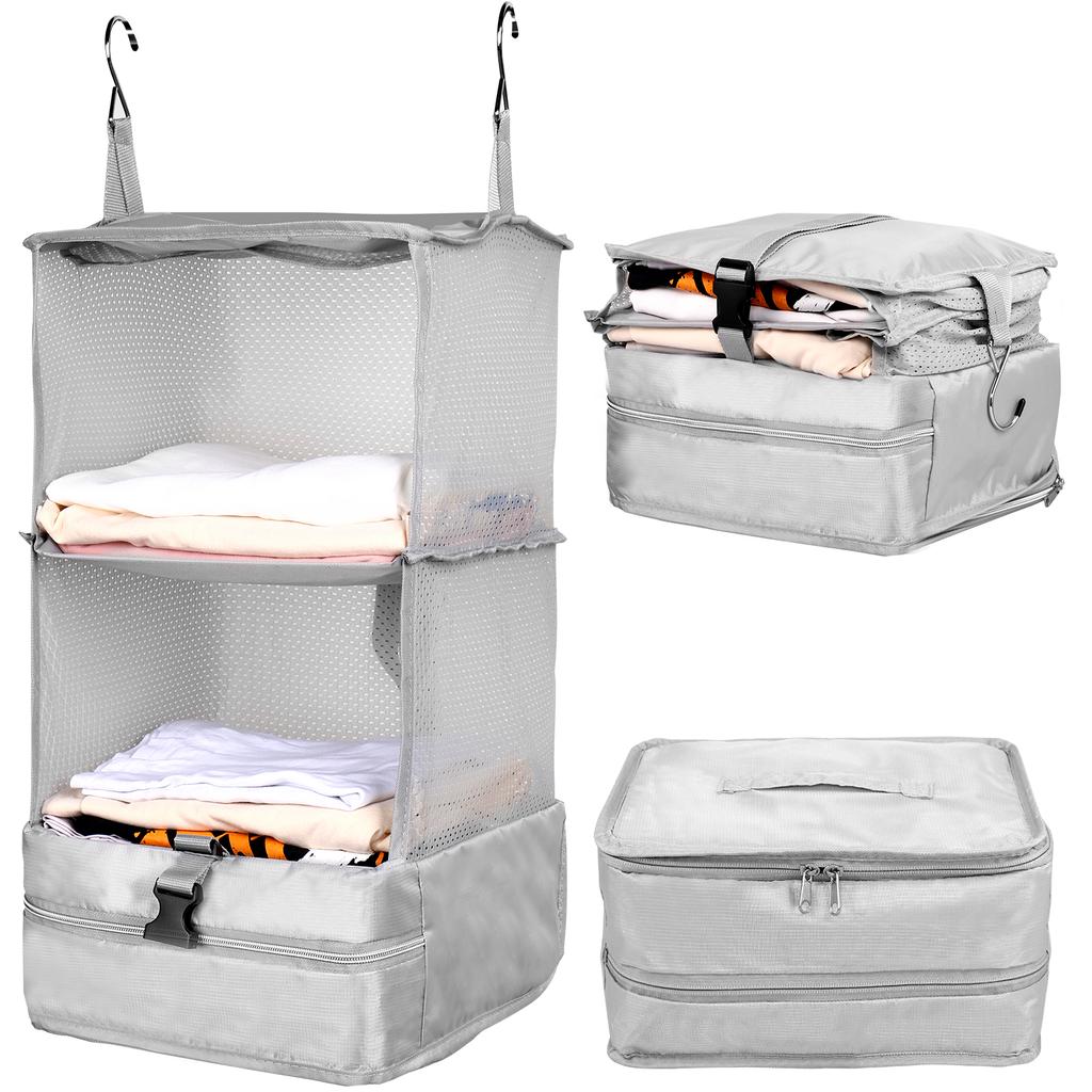 2/3 Layers Hanging Travel Luggage Organizer Bag Large Capacity Foldable Clothes Storage Bag Portable Breathable Wardrobe Garment