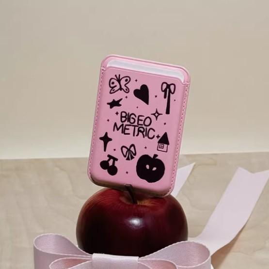 Hand-Painted Butterfly MAGsafe Leather Card Holder Phone Case Single Card Holder