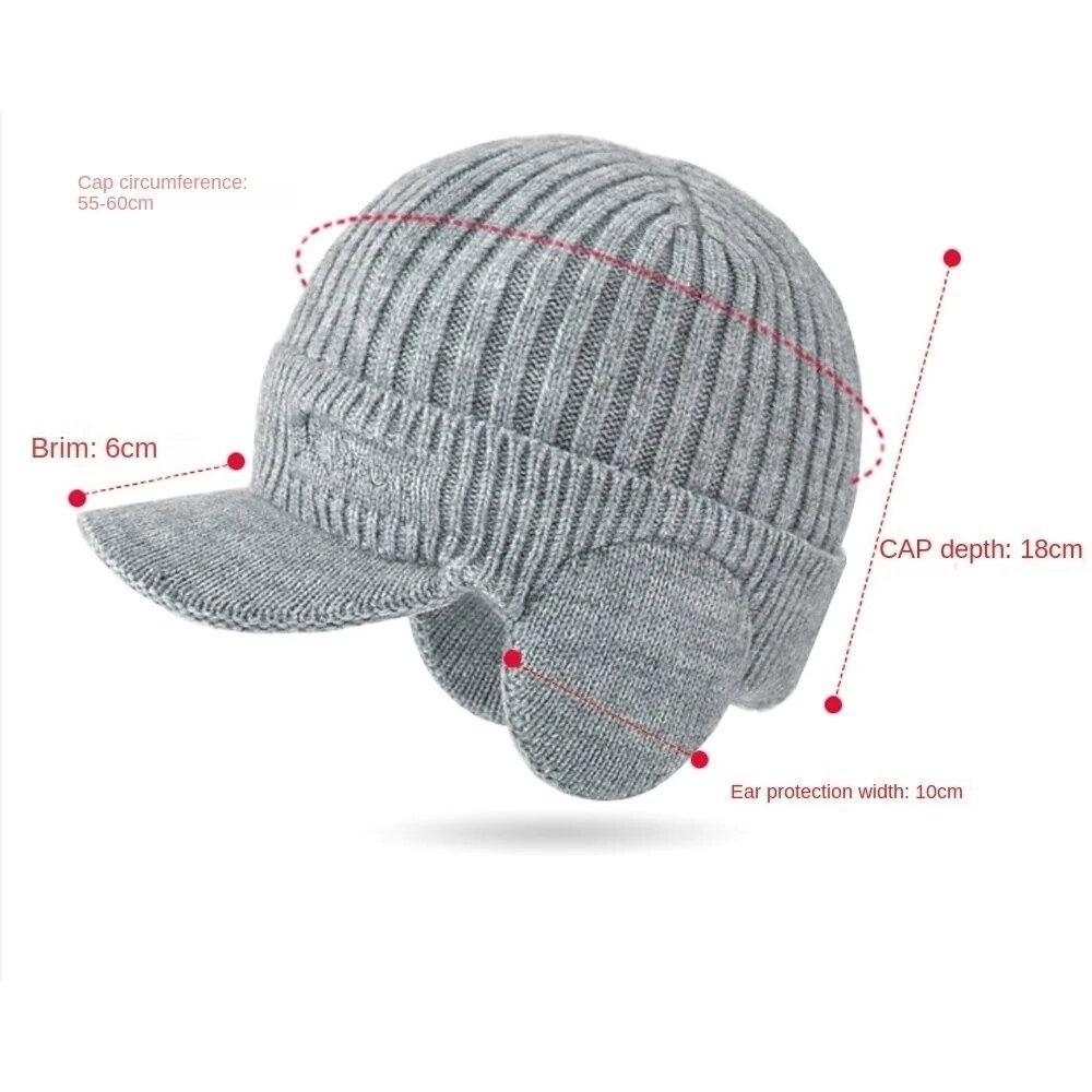 Windproof Knitted Earmuffs Cycling Cap Wool Beanie Hat Fashion Knitted Hat  Winter