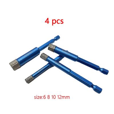 Vacuum Diamond Brazed Dry Drilling Bit Saw Ceramic Marble Granite Tile Hole Opener Hole Saw Cutter 4 PCS M14 Hex Shank