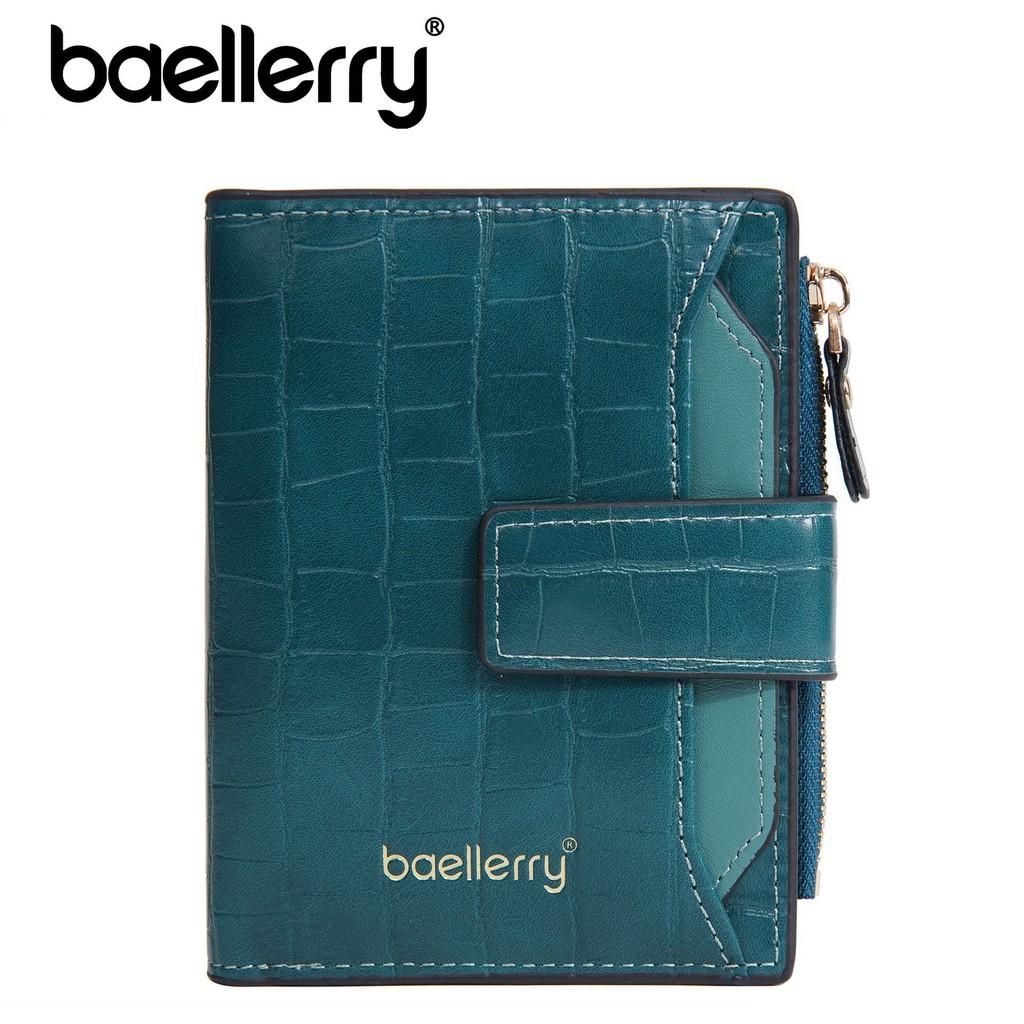 Baellerry Womens Short Pu Card Holder With Stone Pattern And Secure Zipper Closure For Daily Use