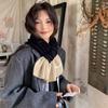 Colorblock Knit Small Scarf: Women's Autumn Winter Korean Style, Warm & Versatile for Students & Couples, Solid Color Snood