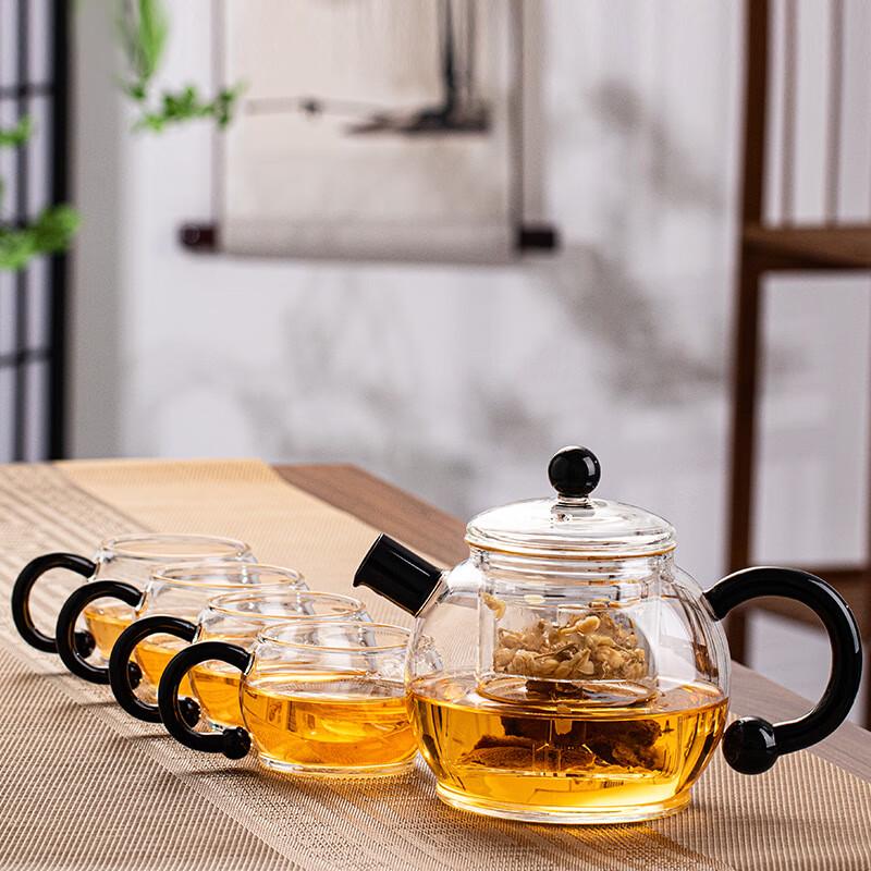 ZISIZ Lucky Rat Glass Tea Kettle & Cup Set for Electric Stove