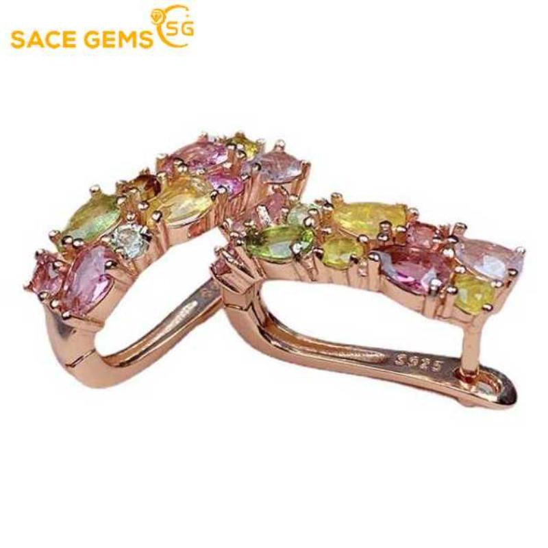 

Серьги SACE GEMS для женщин, стерлинговое серебро 925 пробы, 3*5 мм, натуральный турмалин, зажим для ушей, Свадебная вечеринка, ювелирные изделия, серьги разноцветный