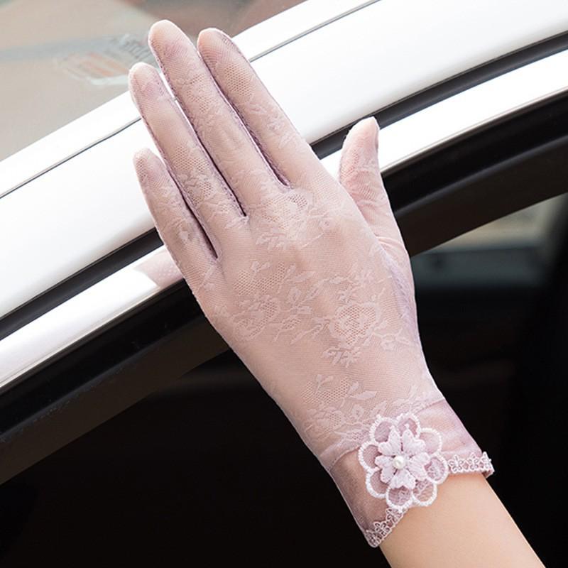 Women's Lace Flower Sun Protection Driving Gloves - Breathable, Lightweight, Touchscreen-Compatible for Outdoor Cycling