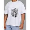 Crewneck T Shirt White Lion Faces Graphic Print Casual Wear for Men and Women Streetwear Fashion Statement Outfit Summer Top