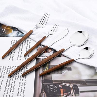 Westlichen Edelstahl Geschirr 5Pcs Messer Gabel Löffel Geschirr Besteck Set Nachahmung Holzgriff Besteck Besteck