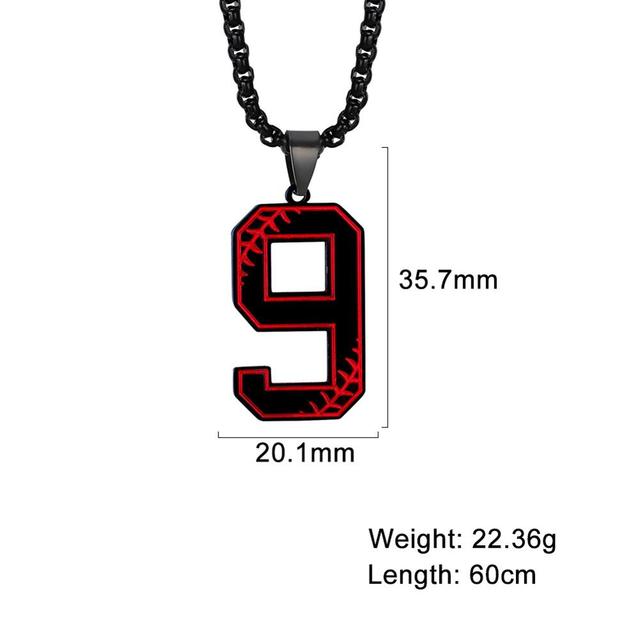 My Shape Baseball Pattern Number Pendant Necklace For Men Sport Basketball Figure Stainless Steel Necklaces Fashion Male Jewelry