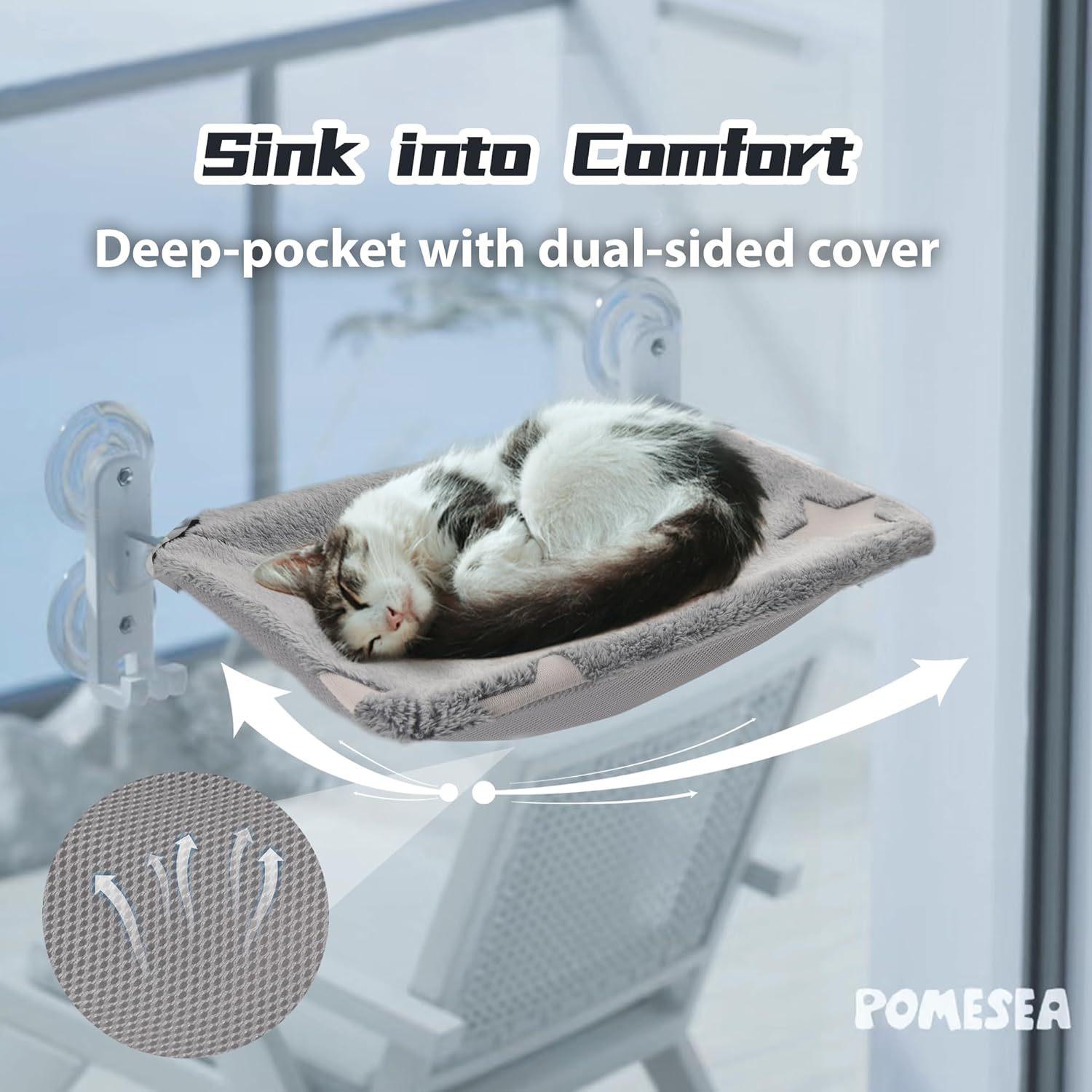 

Cat hammock, cat hammock window, cat sunbathing hanging bed, balcony cat bed, summer suction cup type glass cat bed, cat bed 30X52cm серый