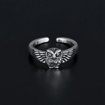 New Simple Retro Classic Owl Ring Skull Men and Women Open Adjustable Size Ring  Street Niche Birthday Party TrendJewelry