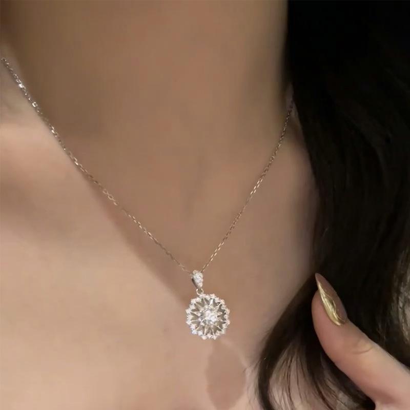 

Серебряное ожерелье-астролябия «Снежинка» - S925 Модный рождественский стиль для женщин, Универсальное и стильное для повседневной носки 925 Silver