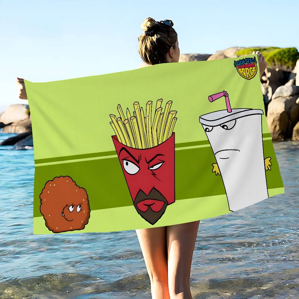 Cartoon A- AquaS Teen Hunger Force Große Mikrofaser Strandtücher Schnelltrocknendes Handtuch Sandstrandtücher Handtuch für Pool Reisen Schwimmen