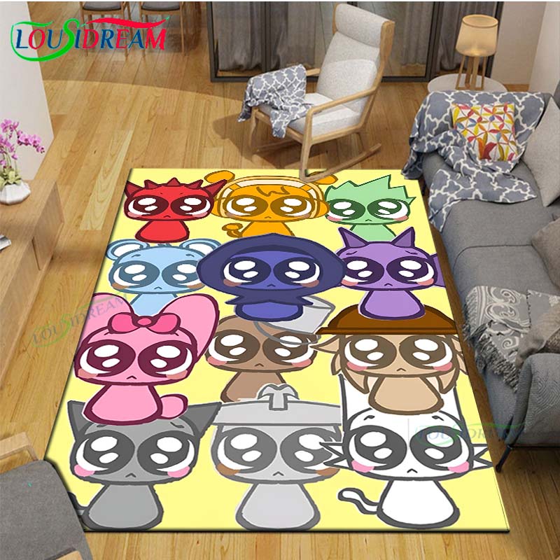 Fashion S-Sprunki Incredibox Game Carpet Outdoor Rug Area Rug Non-Slip Carpet Bedroom Decor Carpet For Room Kid Gift