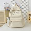 Mochila Bordada con Lazo Portátil para Niñas Color Sólido Nylon Mochila Escolar para Estudiantes Gran Capacidad Ligera Mochila de Viaje