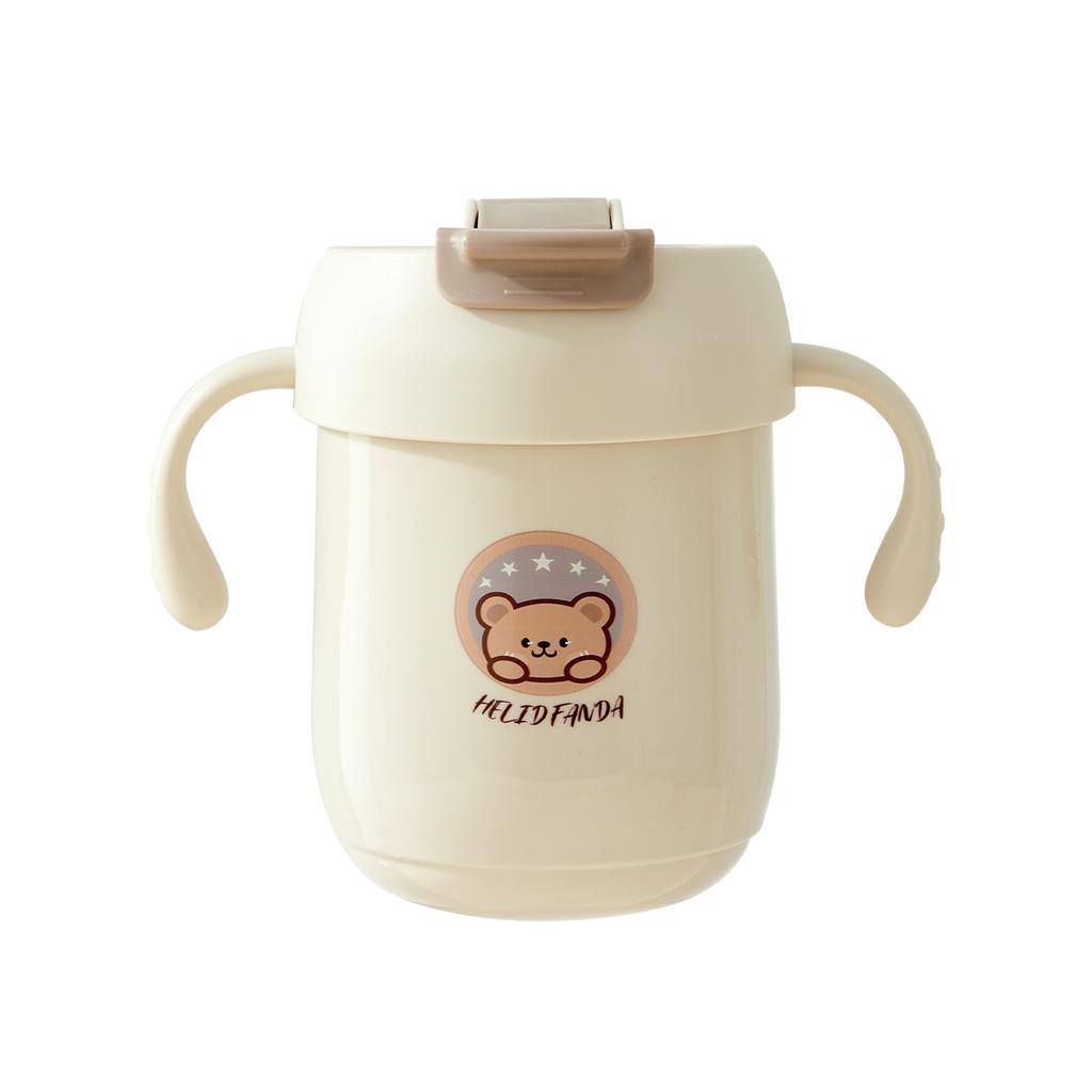 360ml Double Drink Water Bottle Kid 304 Stainless Steel Anti-scalding Drinking Cup With Straw&Handle Children Drinkware