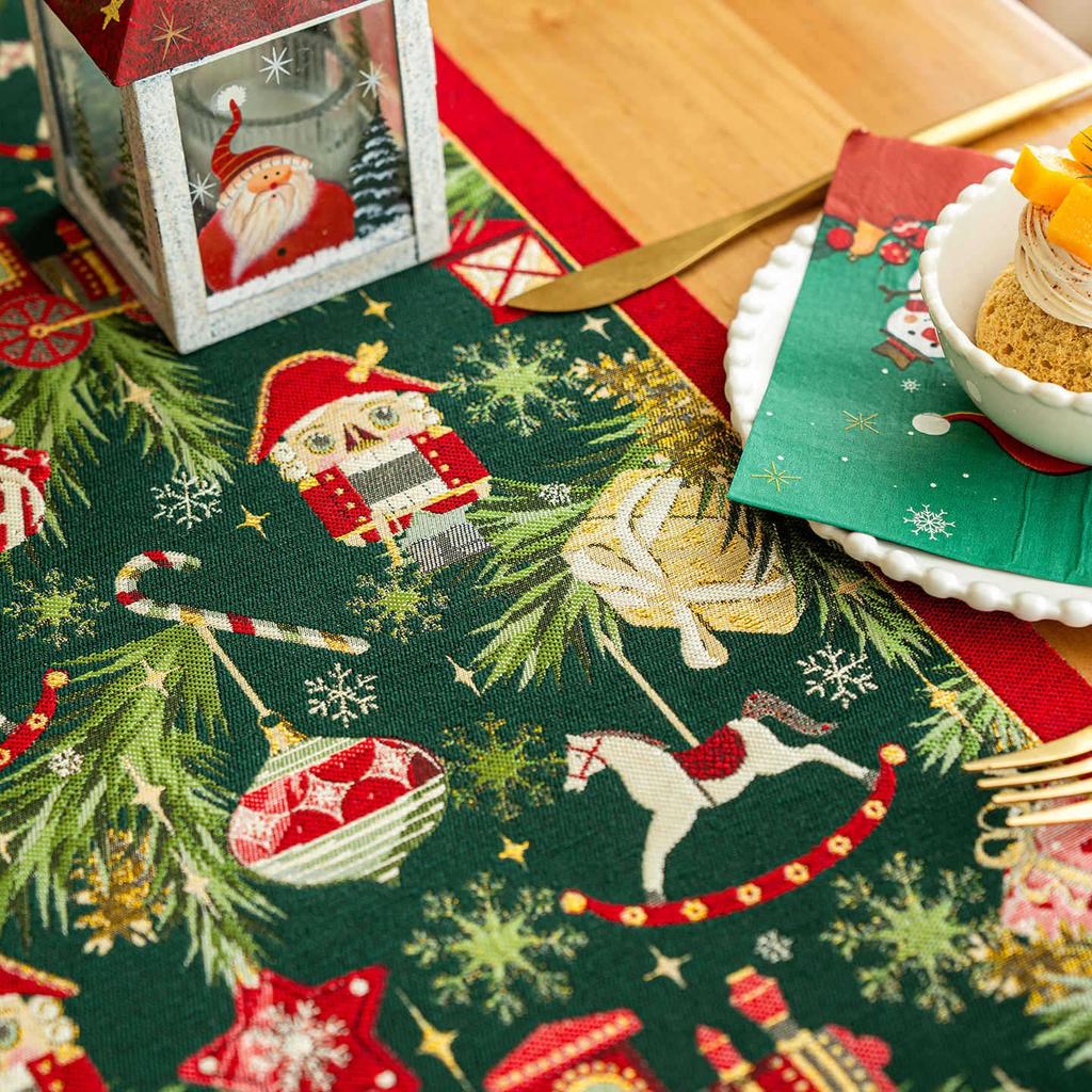 Premium Christmas Table Runner Festive Dining Table Cloth Long Decorative Tea Table Cover