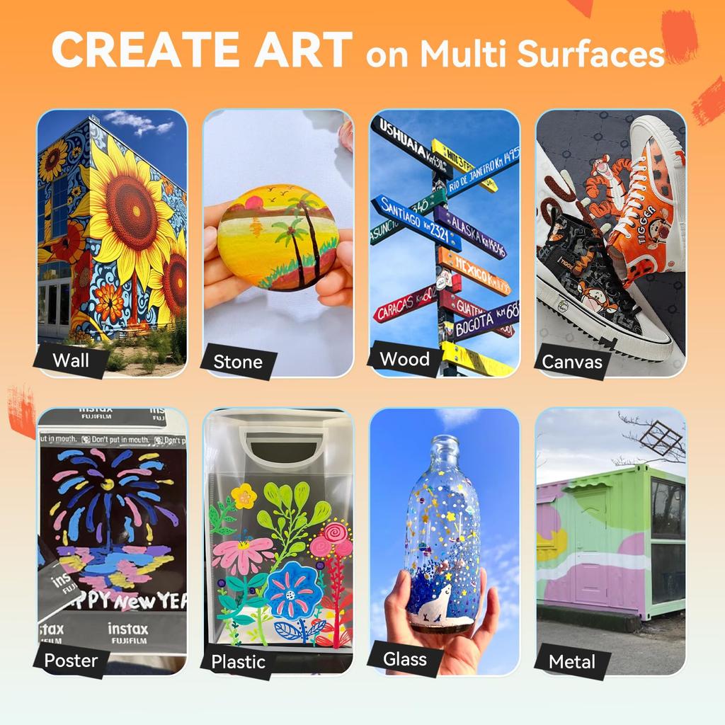 Arrtx 12 Colors Jumbo Poster 10mm Jumbo Felt Tip Acrylic Paint Markers and Paint Pens for Rock Outdoor DIY Crafts Markers, Oil-Based Painting,