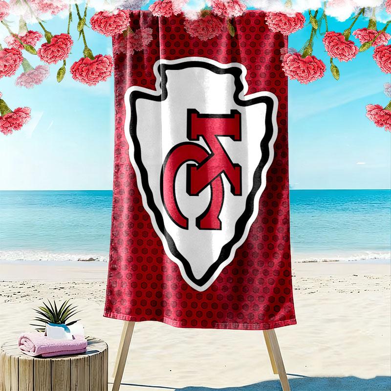 KC Chiefs Print Beach Towel, Large Soft Quick Dry Towel for Beach Camping Swimming