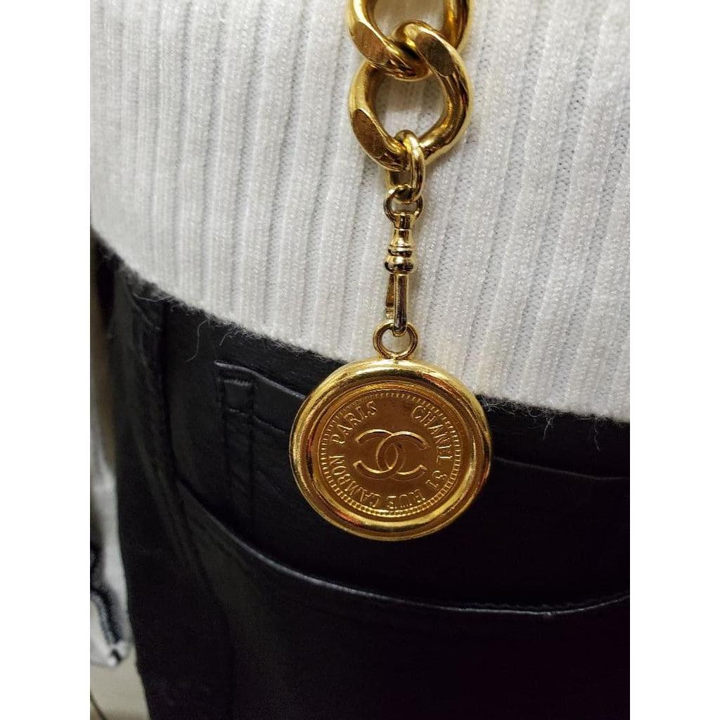 Used CHANEL gold chain belt with coin charms