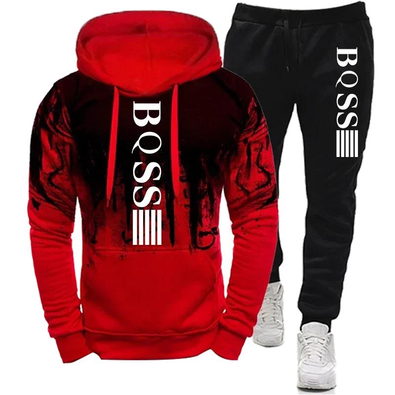 Men's Hoodies for Men Clothing Splash Ink Sweatshirt Suit Man Tracksuit Pant Sets New in Hoodies & Sweatshirts Sports Suits Set
