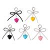 Handcrafted Beaded Bowknot Keychain with Heart Pendant Sweet and Unique Keyrings Accessory Hangings Ornament for Bag Key