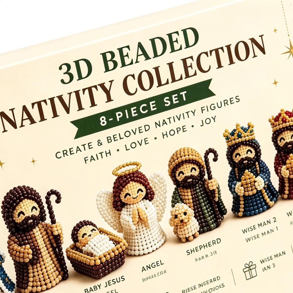 Nativity Bead Craft Kit 3D Beaded Craft Figurines Decor Beading Christmas Figures Kit for Men Women Adults Dad Wife Husband
