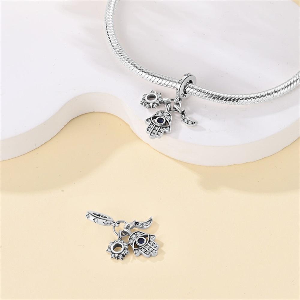 Authentic copper Charm Bead Charms Luxury Blue Palm Guardian Pendant Bead Charms Compatible With Bracelets Diy Women Making Delicate Gift