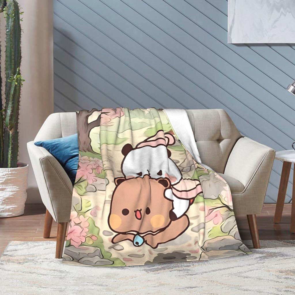 Bubu Dudu Throw Blanket for Couch Soft Cozy Plush Blanket Kawaill Couple Bears 50x60 Inches Multi-size Bedspread for All Seasons
