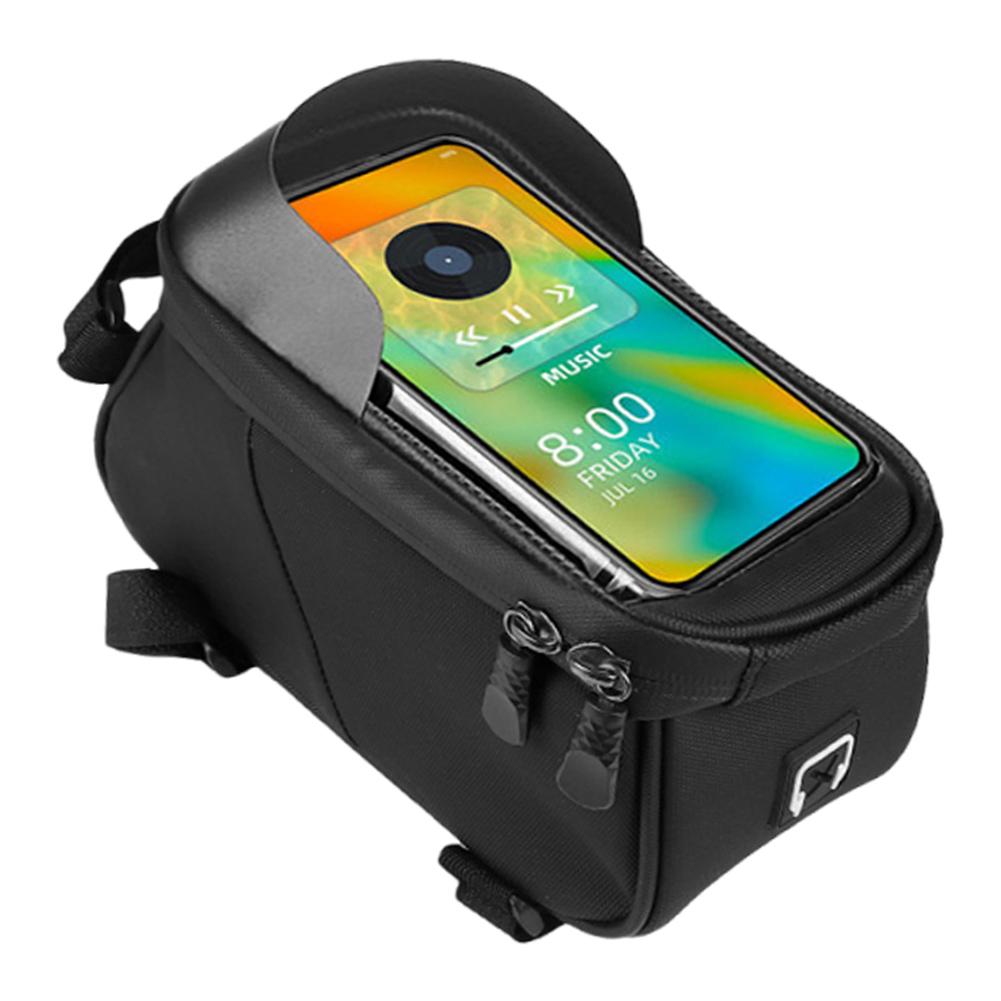 

Bike Front Frame Bag Bicycle Top Tube Bag Waterproof 1.5L Cycling Pouch Touch-Screen PU Bike Tube Bag for Phones Under 6.5 Inch чорний