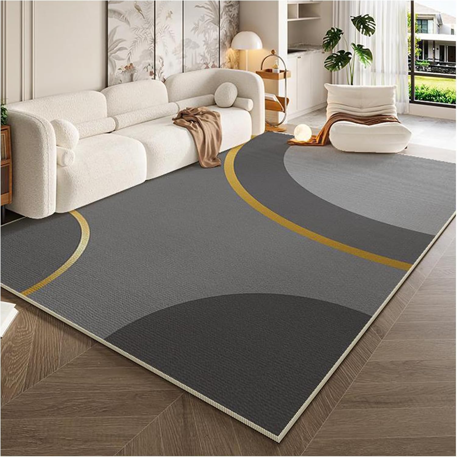 

VIKAMA Cream Style Simple Crystal Velvet Carpet Home Living Room Coffee Table Mat Room Decoration Study Cloakroom Floor Mat 80x120cm 31x47inch