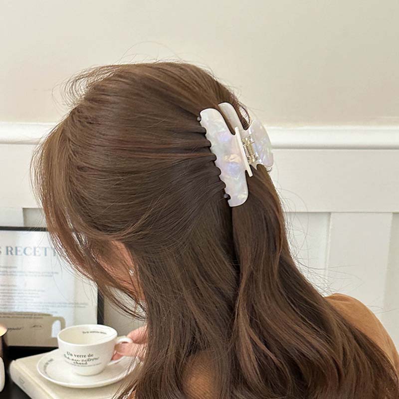 France Fashion Acetate Grab Clip Retro Shark Clip Hair Claw for Women Girls Commute Outfit Matching Hair Accessories