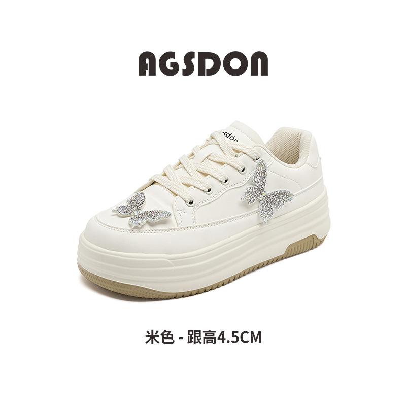 Augustine Platform White Shoes Women's 2025 New Autumn Casual Muffin White Board Shoes with Skirt Sports Shoes