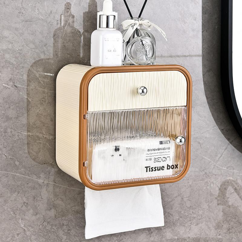 Non Perforated Wall Mounted Tissue Holder Household Toilet Paper Box Bathroom Waterproof Storage Rack Accessories for Bathroom