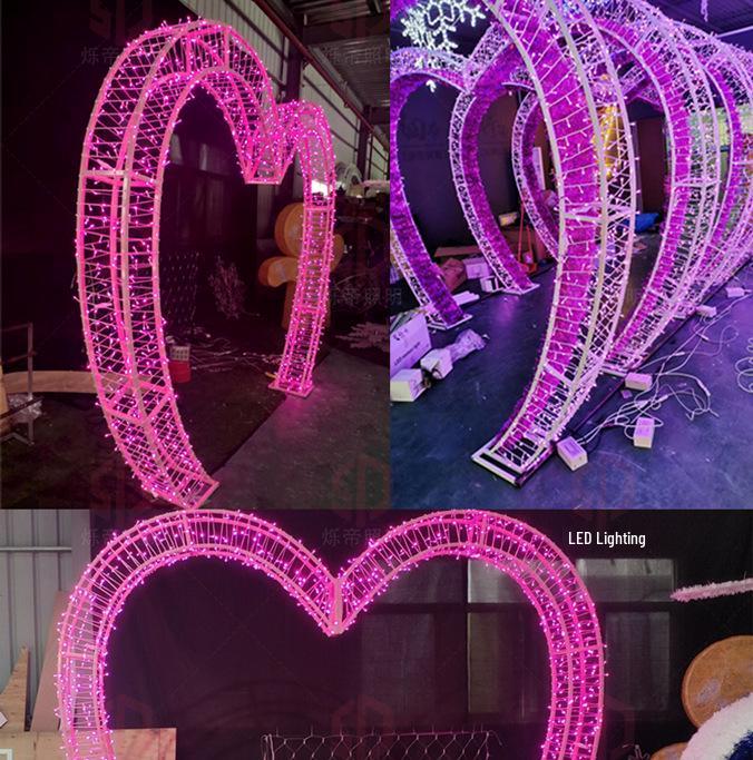LED Heart Arch Tunnel Corridor Lighting for Cultural Tourism and Decorations