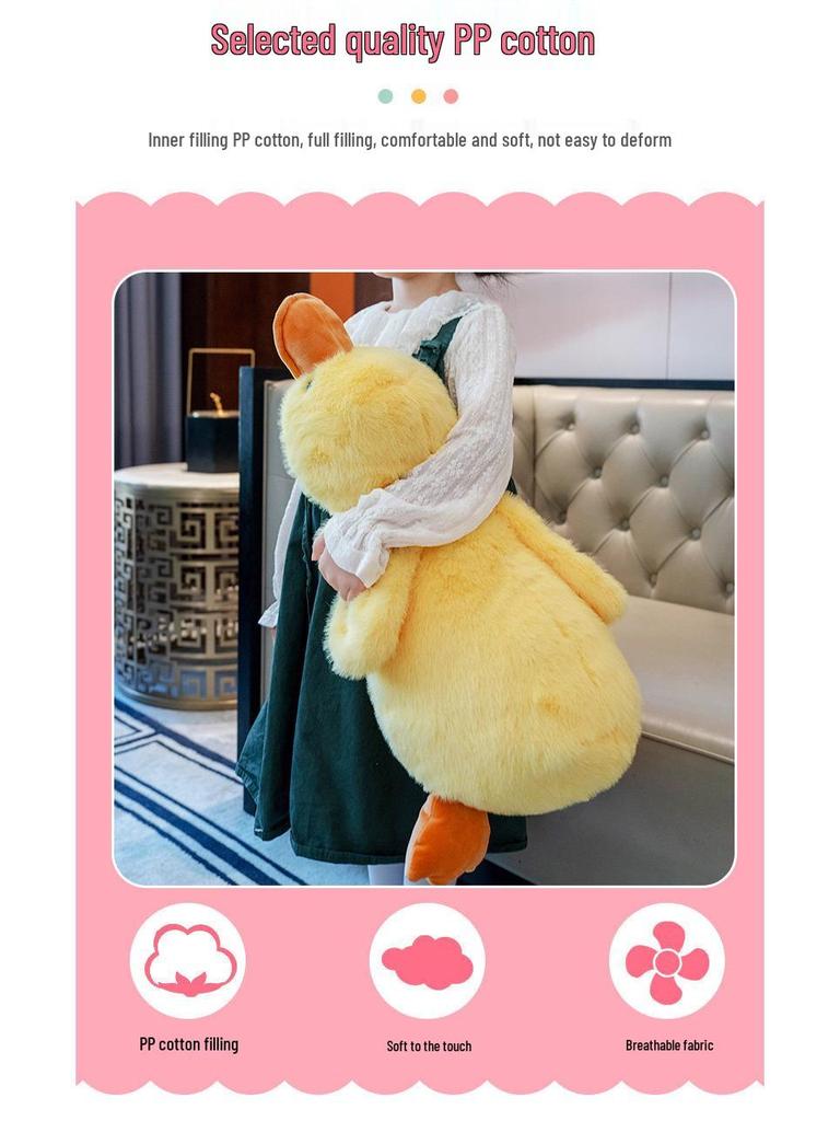 Adorable Yellow Duck Lumbar Pillow - Cute and Fluffy Cushion for Sofa, Office, or Bedside.