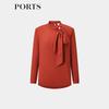 Ports Women's Fashion Ribbon-Tie Blouse