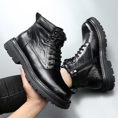 První vrstva hovězí kůže pánské Martin boots zimní sametové teplé kožené boty pánské pracovní styl kožené vysoké pánské boty