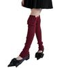 Women Japanese Ribbed Knitted Leggings Gaiters with Slit Buttons Harajuku Aesthetic Thigh High Leg Warmer Footless Socks