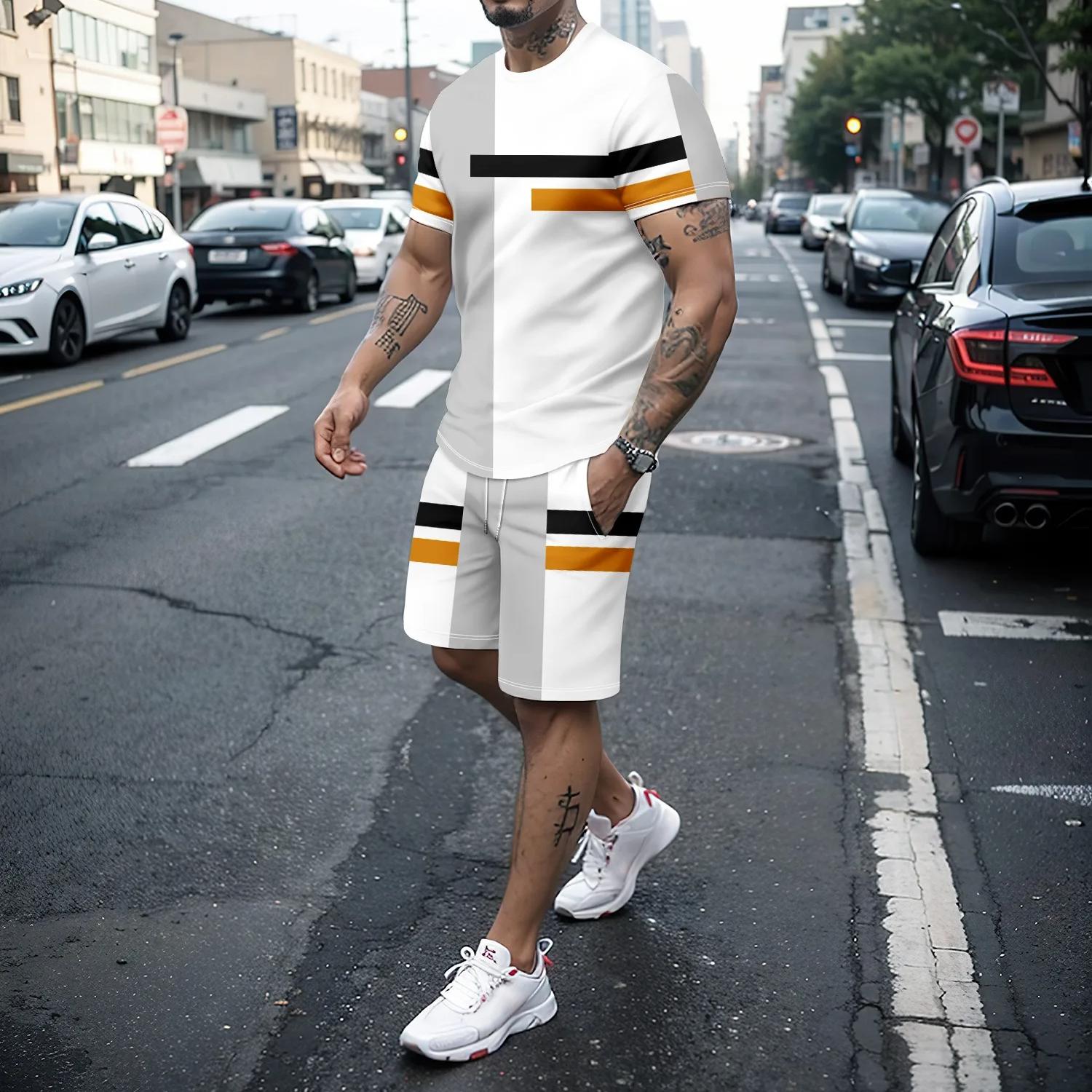 

Summer3Dline мужской повседневный комплект с короткими рукавами, футболкой с круглым вырезом и шортами. Мужской спортивный комплект уличной одежды. 6XL