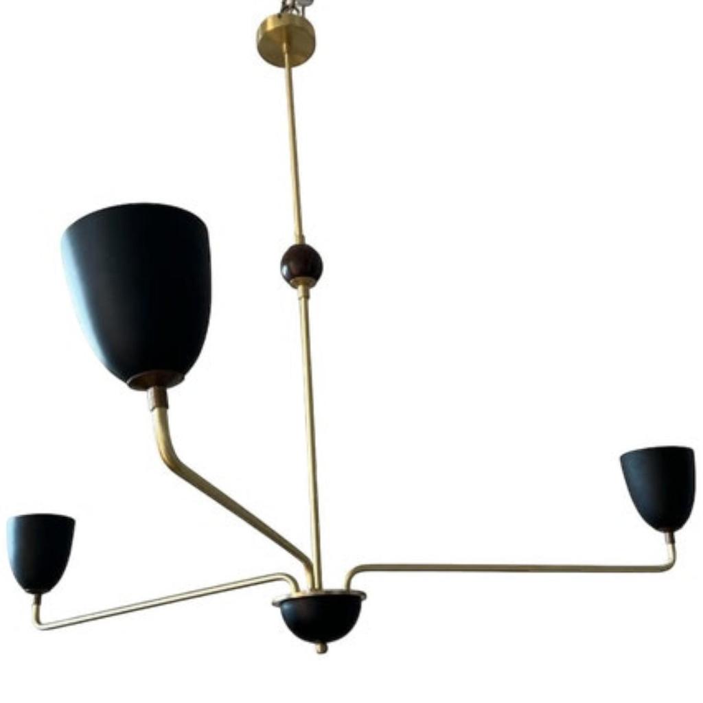 3-Arm Chandelier - 42" DIA Lola 3-Light Brass Chandelier Lighting