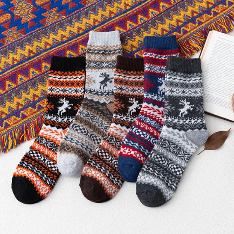

[5-Pair Set] Bebea Vintage Nordic Thick Long Socks 5-piece set
