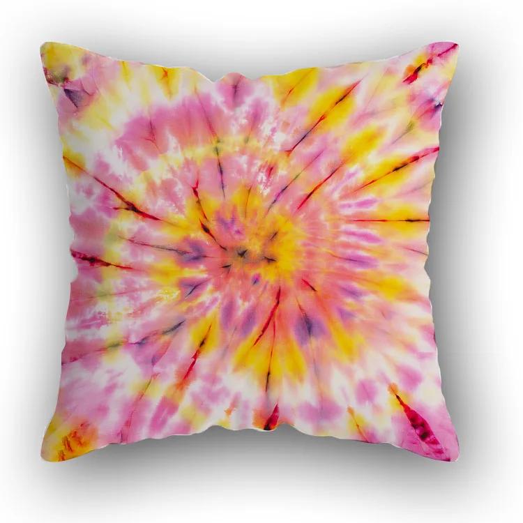 Sofa Bed  Square Pillowcases Home Decor Colorful Swirl  Bedroom Rainbow Decorative