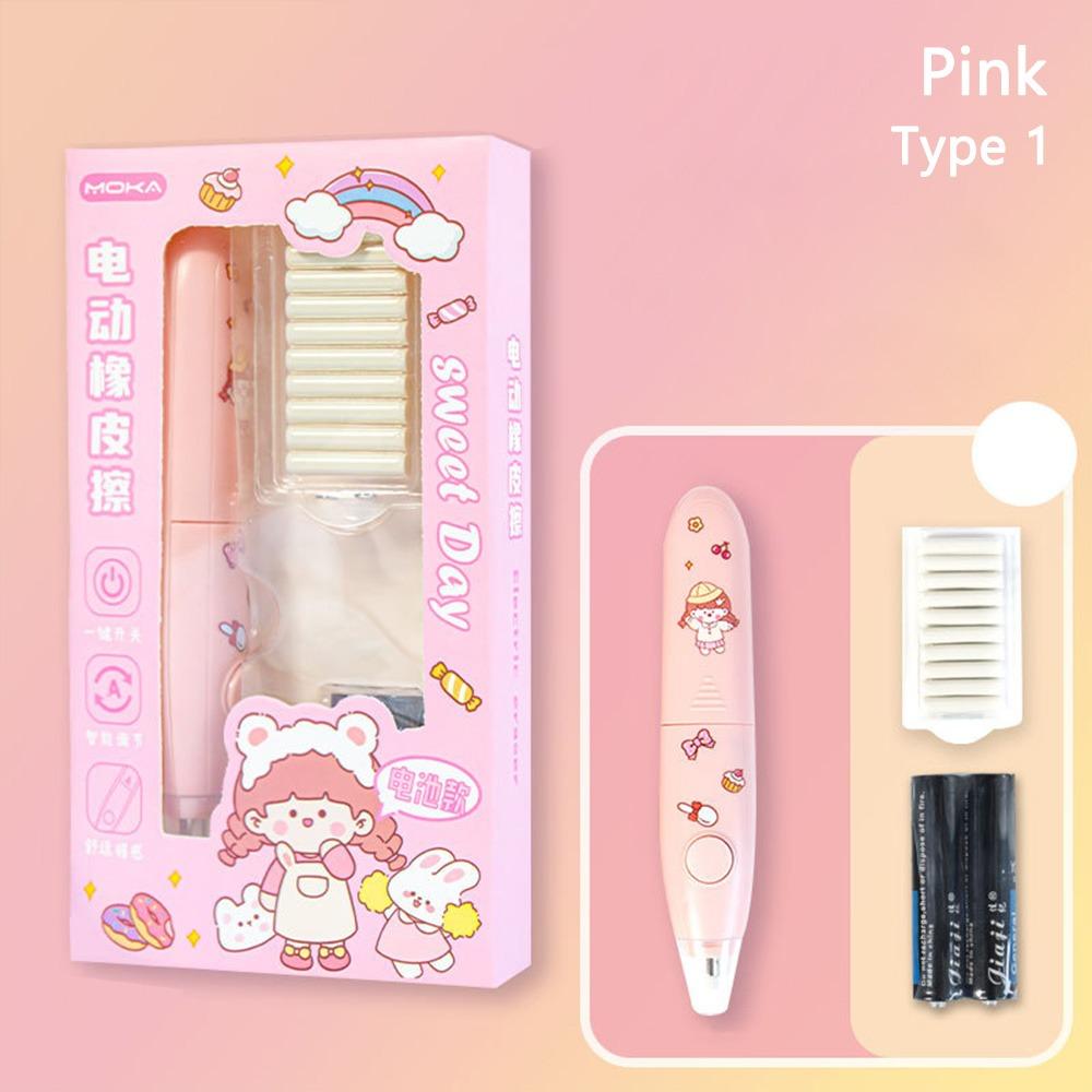 

Rubber Automatic Pencil Eraser for Sketch Writing Drawing Correction Tools Pink1
